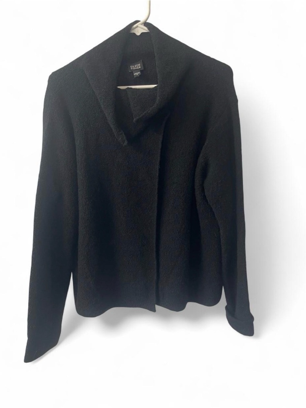 Eileen Fisher Black Open-Front Textured Cardigan Jacket